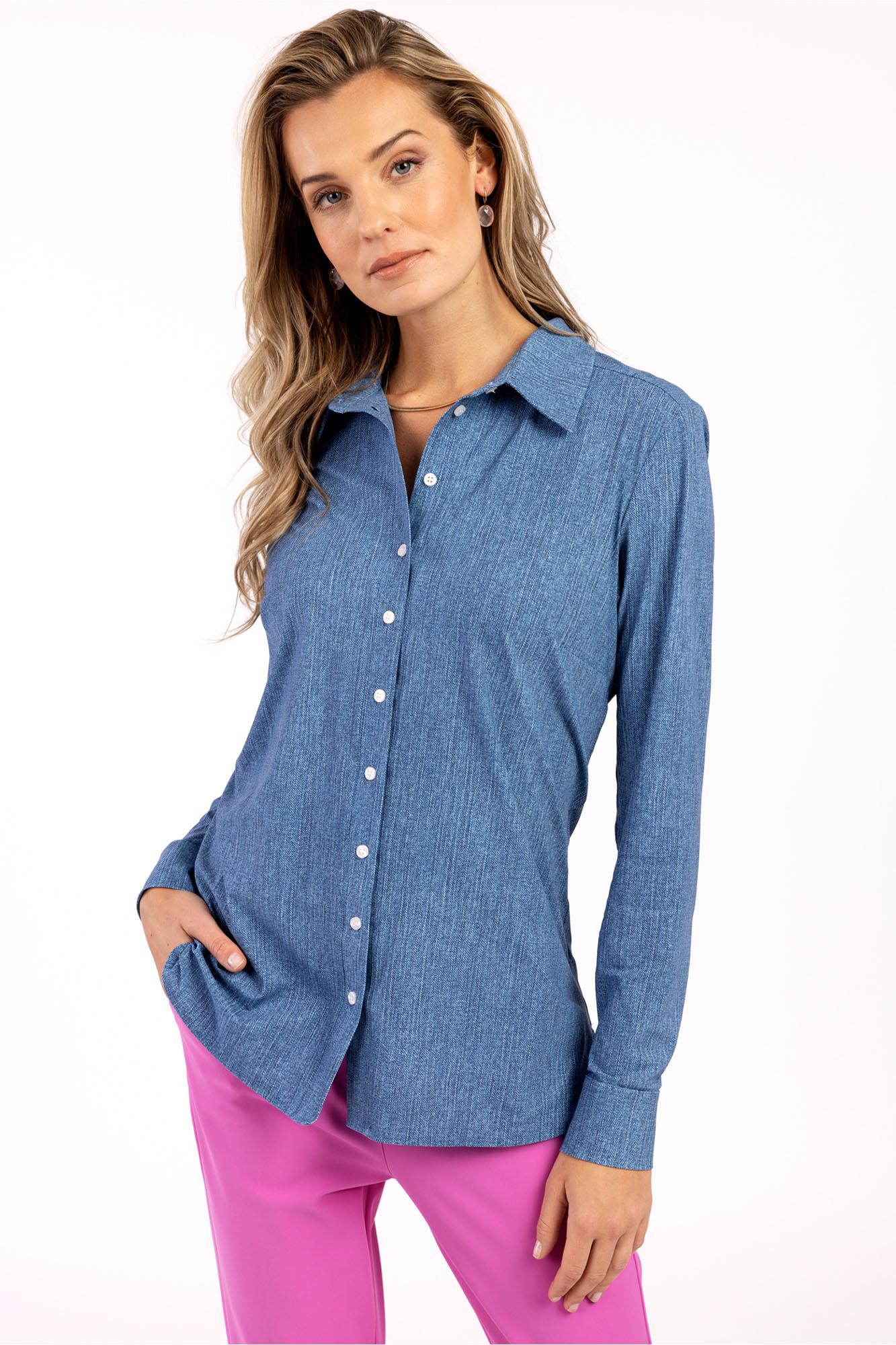 09758 - Poppy jeans blouse travel met dessin