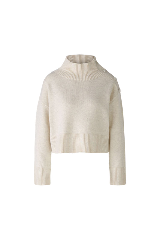 89178 - Wolmix pullover met knopen op schouder