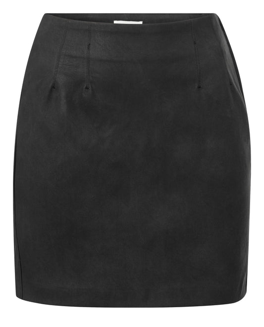 01-409059-409 - Korte faux leather rok met brushed effect