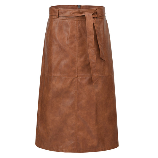 Quincy - Faux leather rok met ceintuur