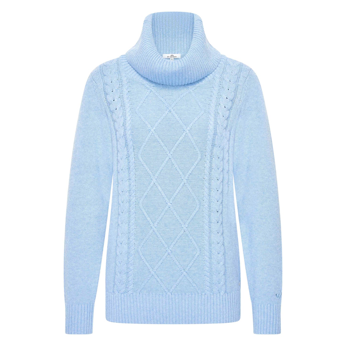 Harper - Katoenmix pullover met losse col en kabeldessin