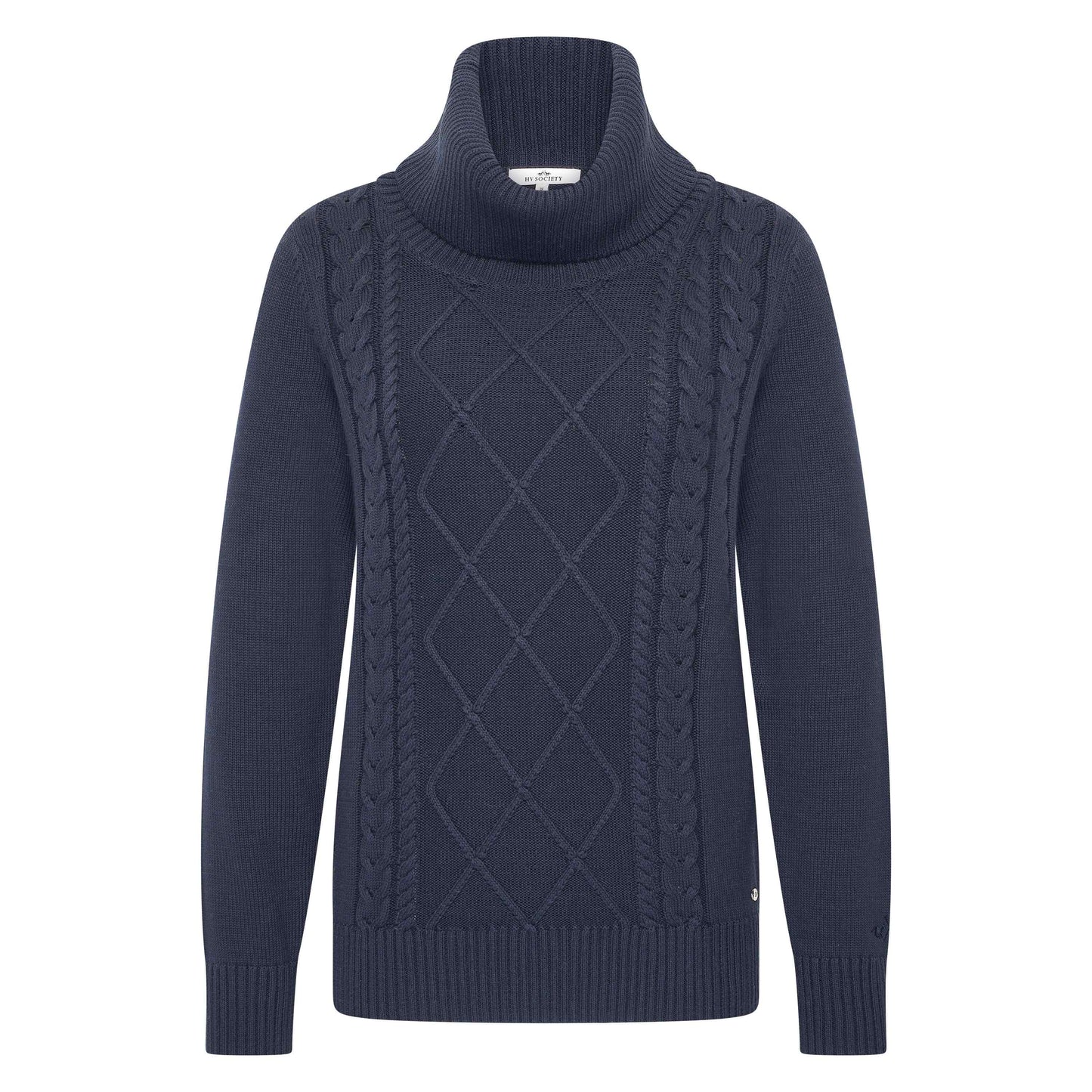 Harper - Katoenmix pullover met losse col en kabeldessin