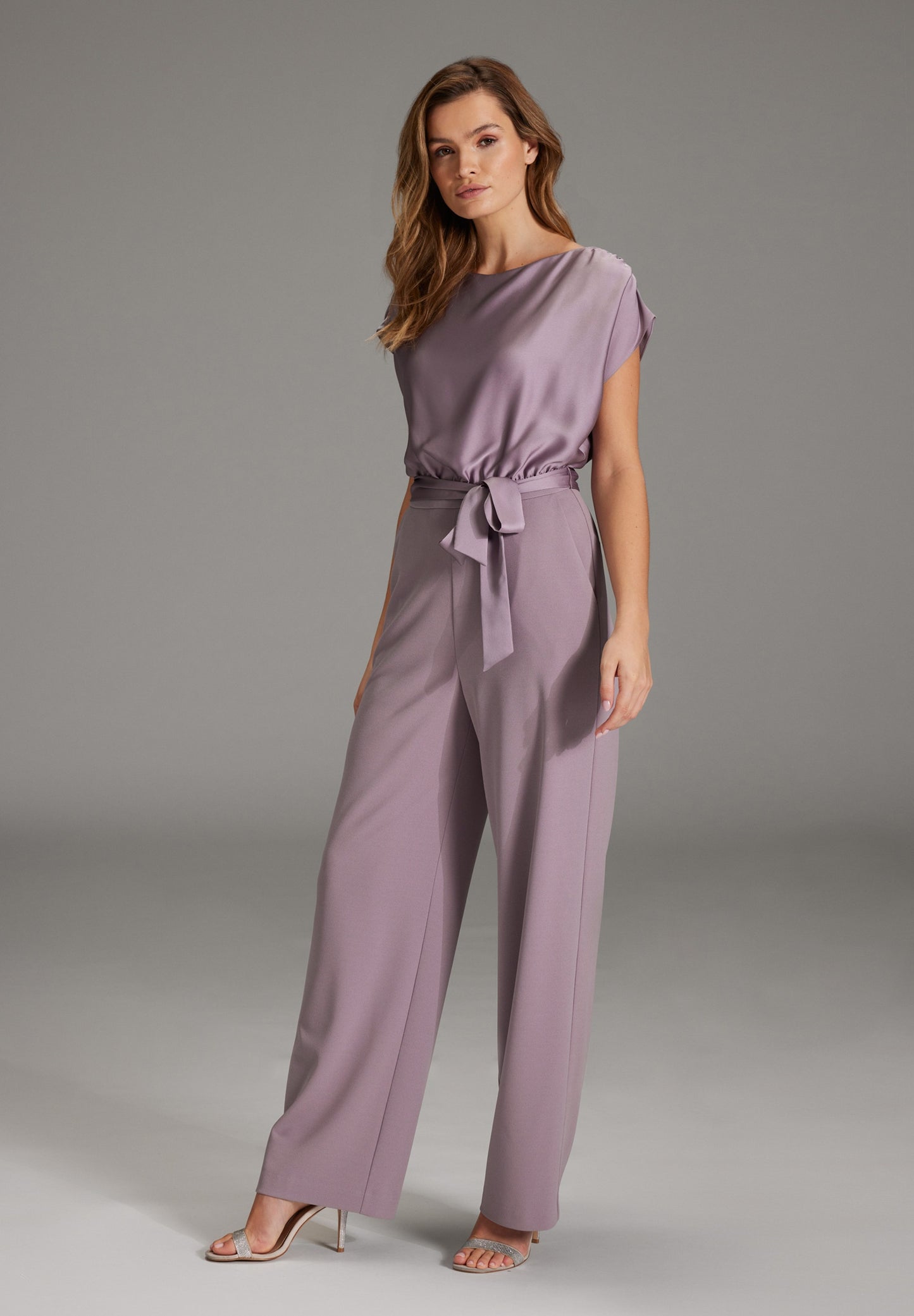 3AG010 - Materiaalmix jumpsuit met draperie effect