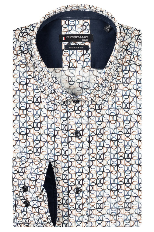 427045 - Edward, LS no Chest Pocket no BD  Chains Print