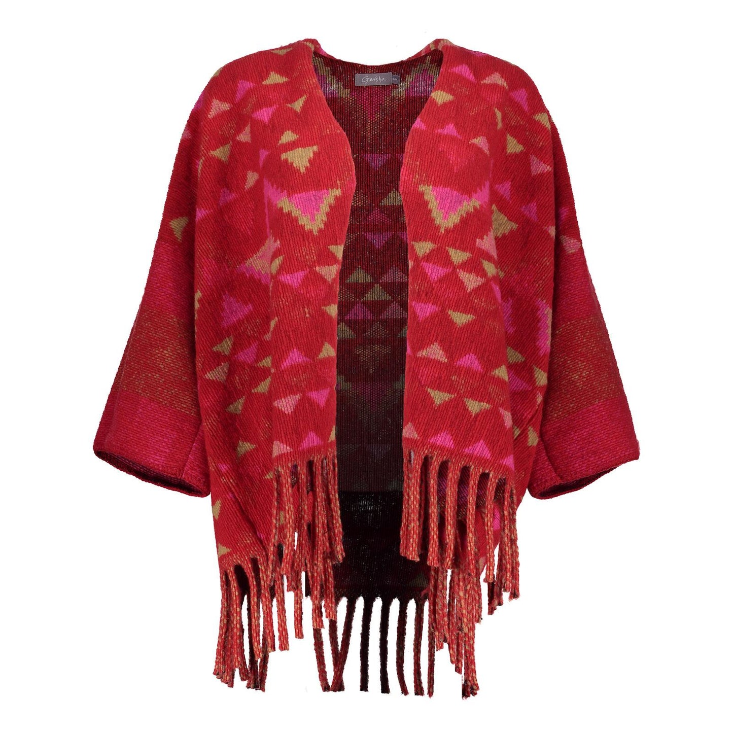 44601-20 - Poncho vest met dessin en franjes