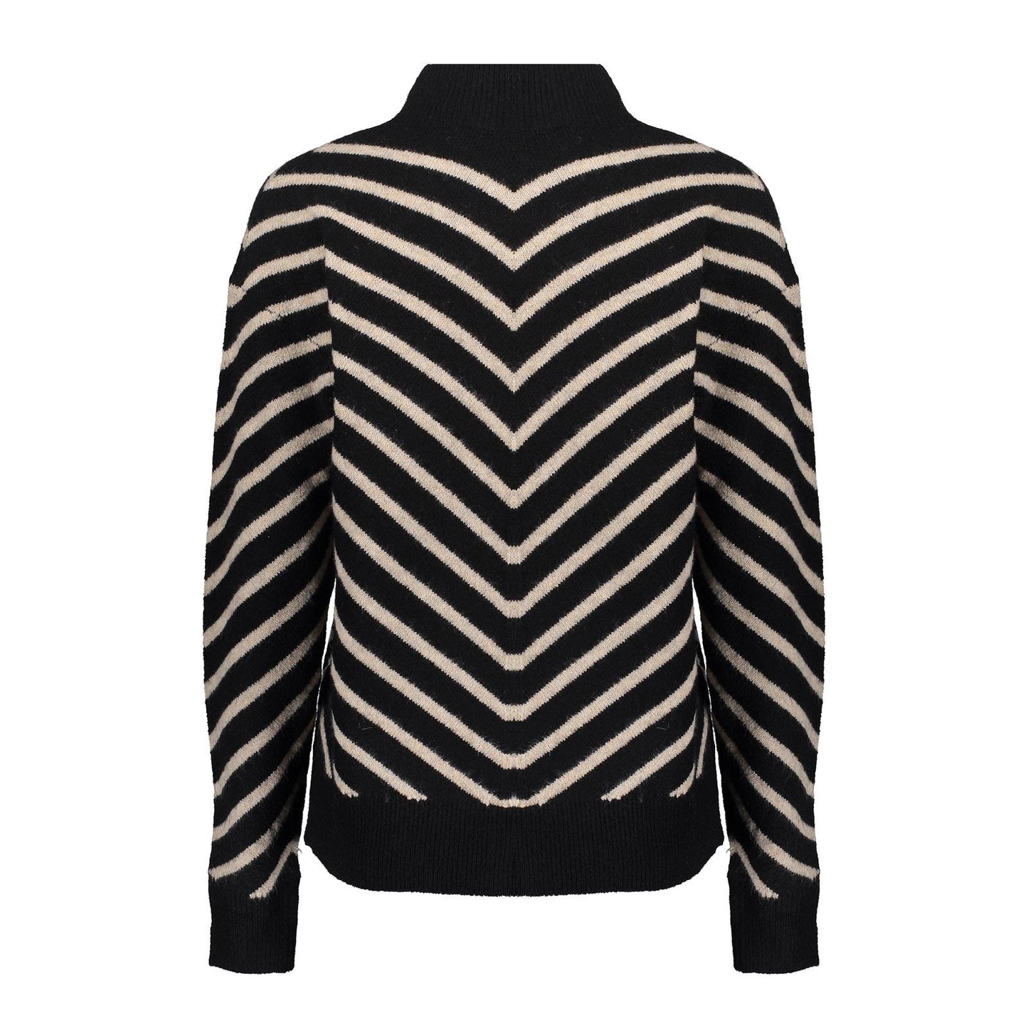 44507-10 - Pullover met streep en turtle hals