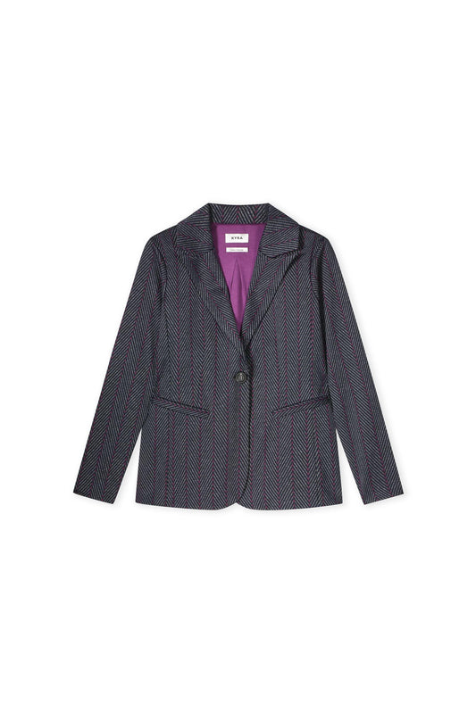 Dani-w24 - Jersey blazer met visgraat dessin