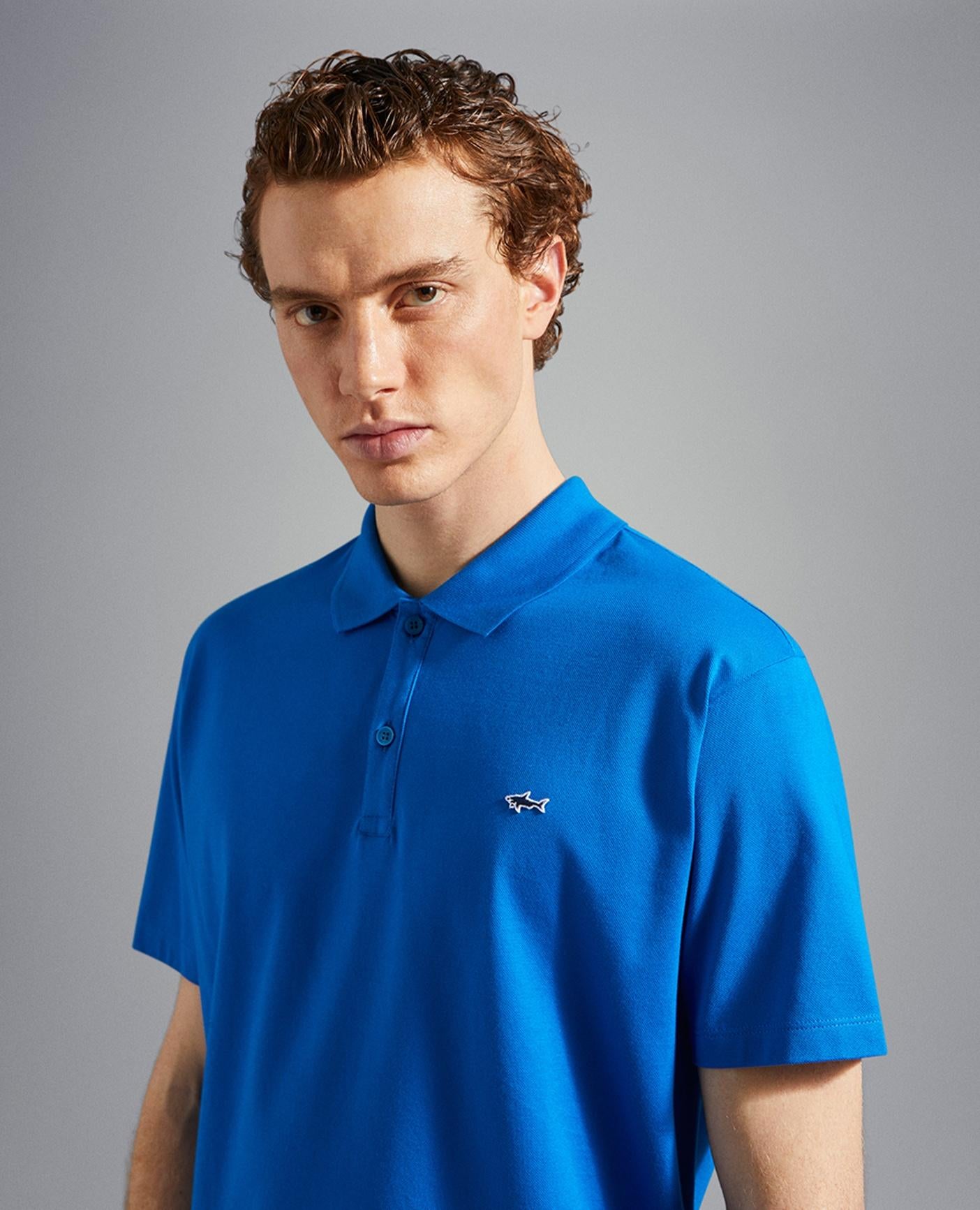 C0P1013 - Pique polo korte mouw met shark logo borduur