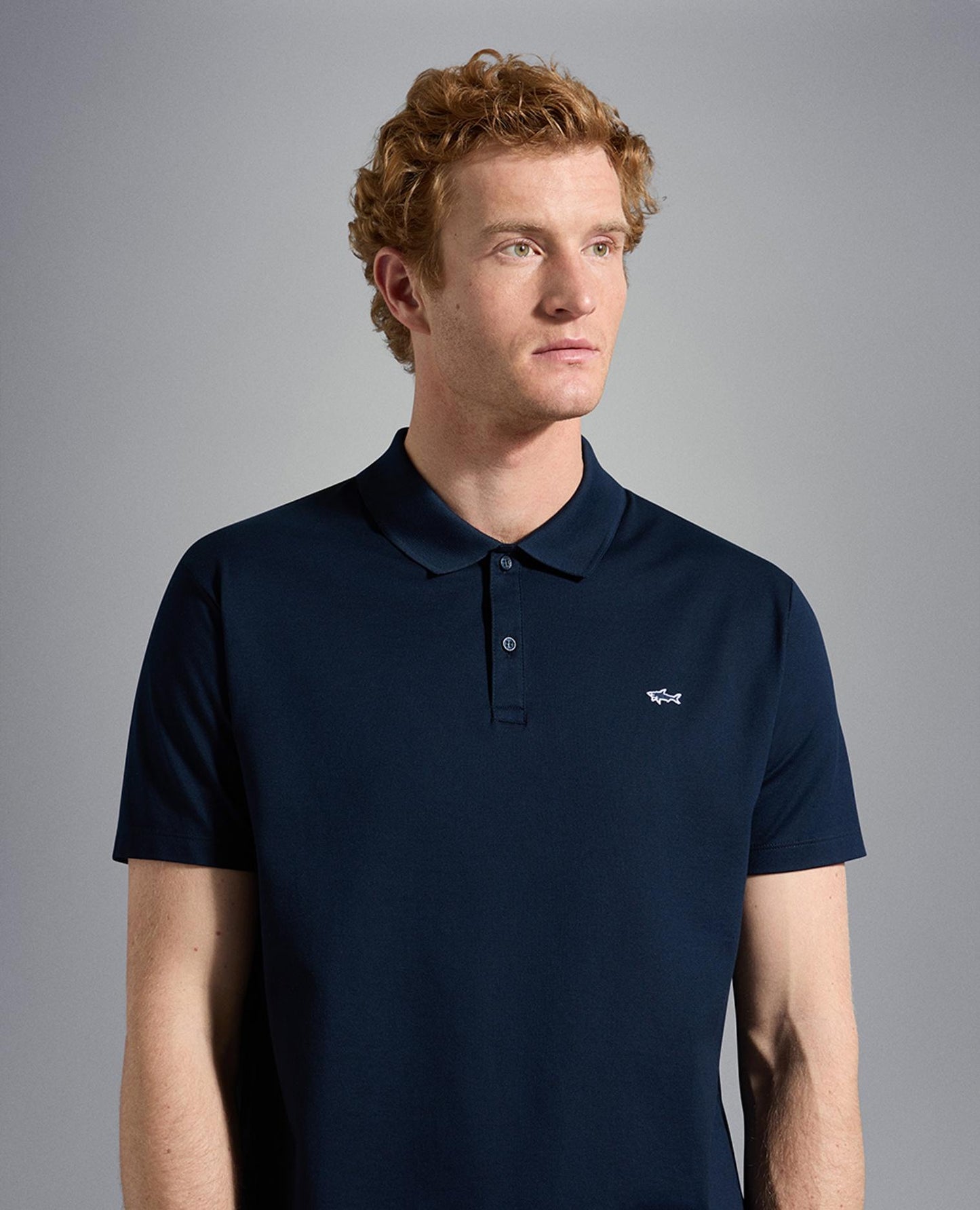 C0P1013 - Pique polo korte mouw met shark logo borduur