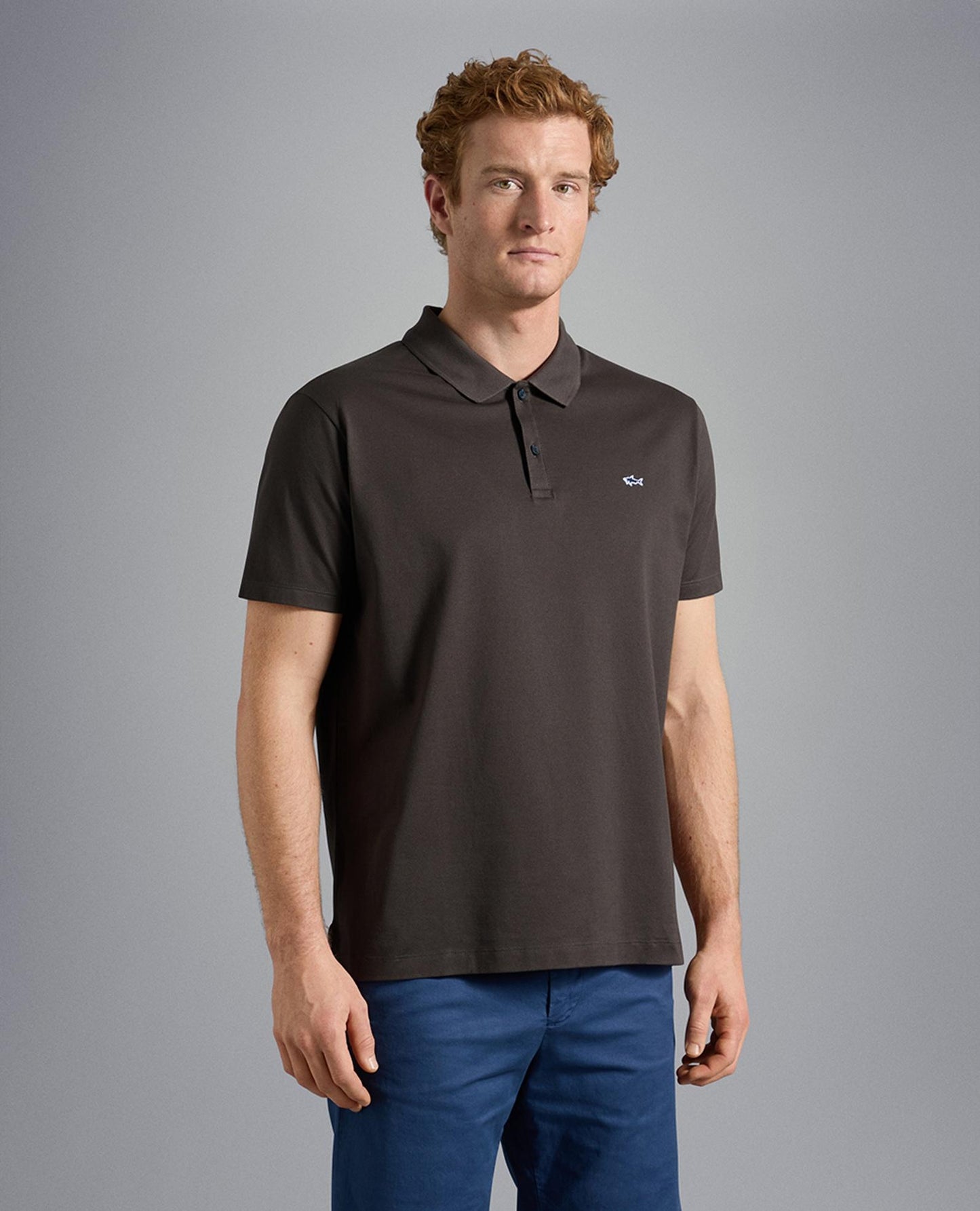 C0P1013 - Pique polo korte mouw met shark logo borduur